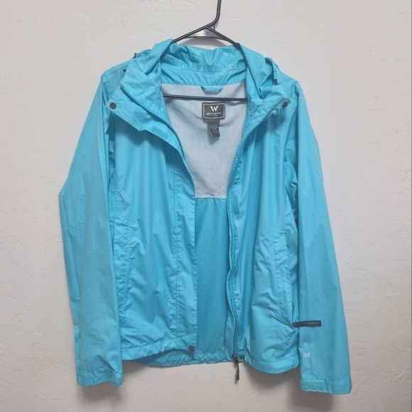 White Sierra Aqua Women's Packable Hodded Rain Lighweight Jacket Size L - Picture 4 of 5